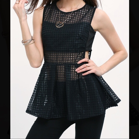 Eyelet Peplum Top - Picture 3 of 3